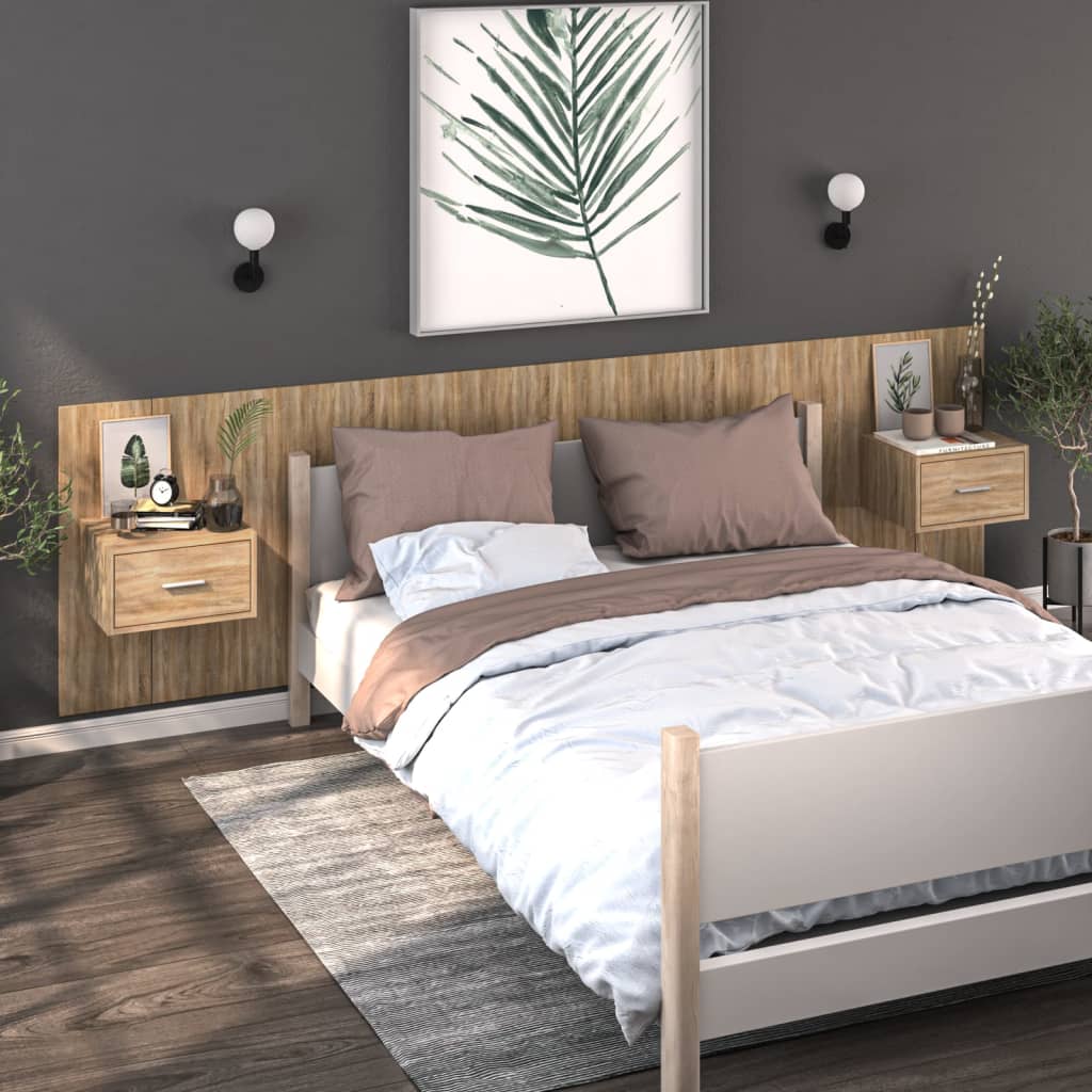Wandnachtkastjes 2 St Bewerkt Hout Sonoma Eikenkleurig