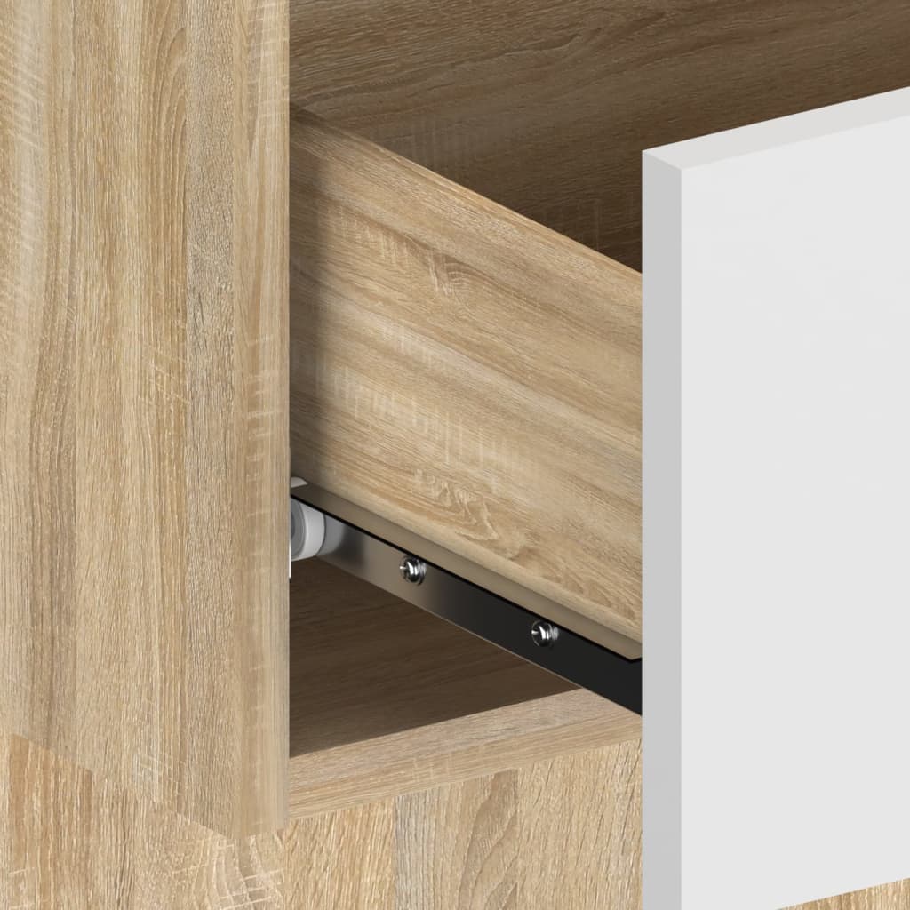 Wandnachtkastjes 2 St Bewerkt Hout Sonoma Eikenkleurig En Wit
