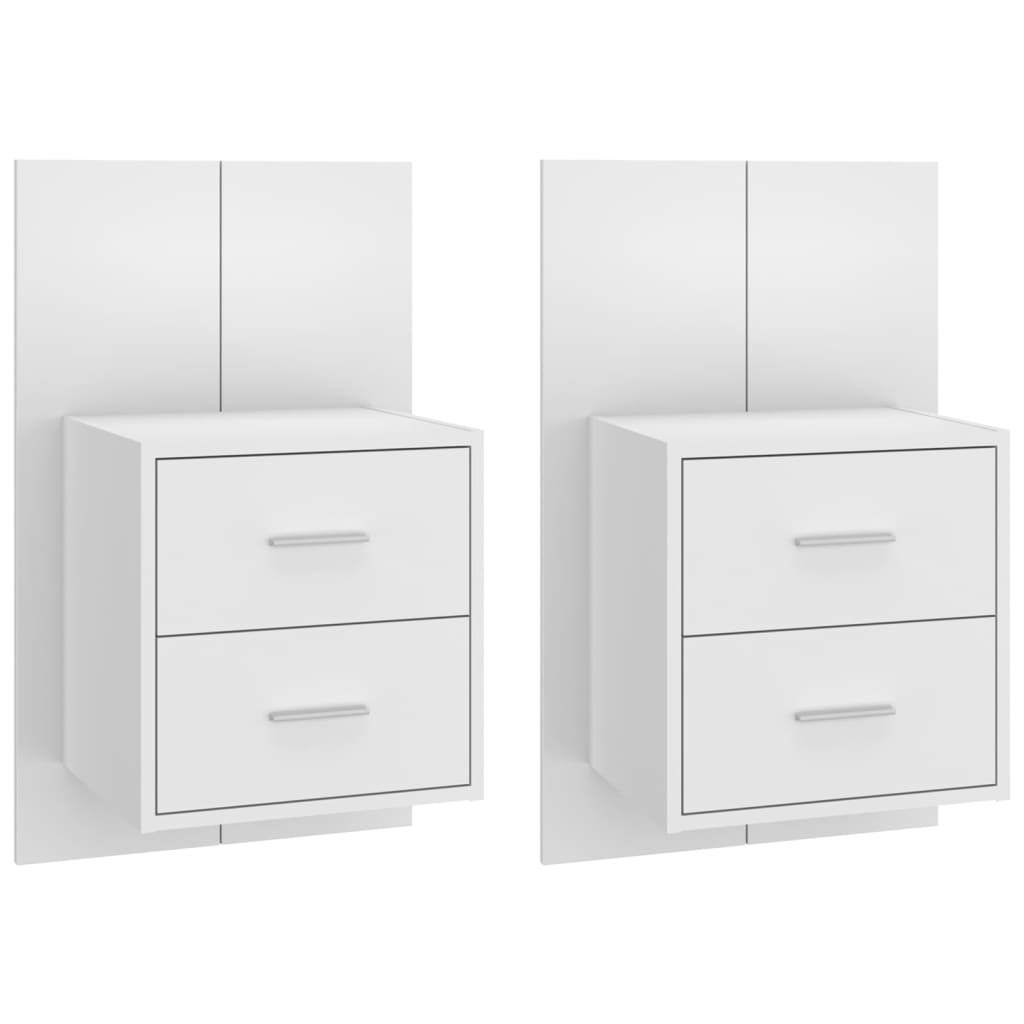Wandnachtkastjes 2 St Bewerkt Hout Wit