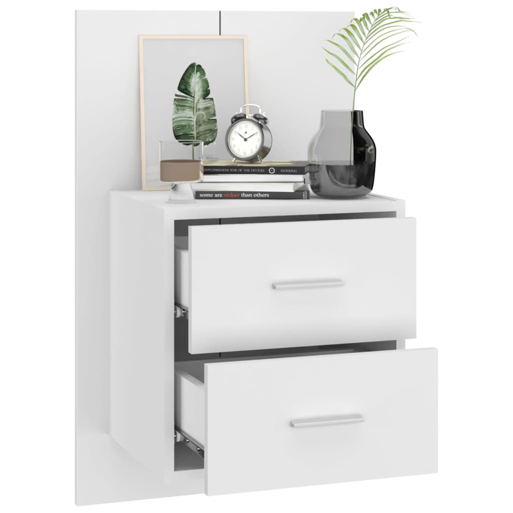Wandnachtkastjes 2 St Bewerkt Hout Wit