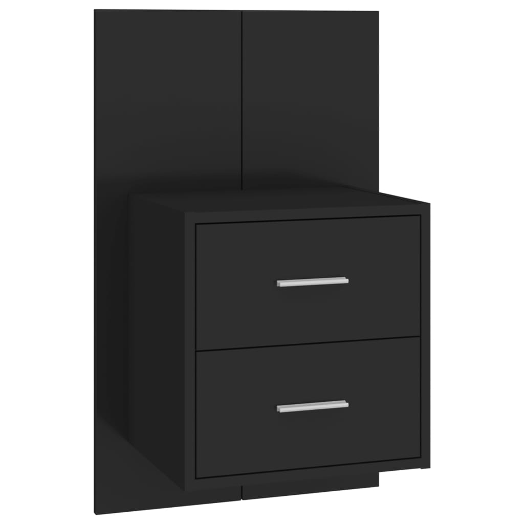Wandnachtkastje Bewerkt Hout Zwart