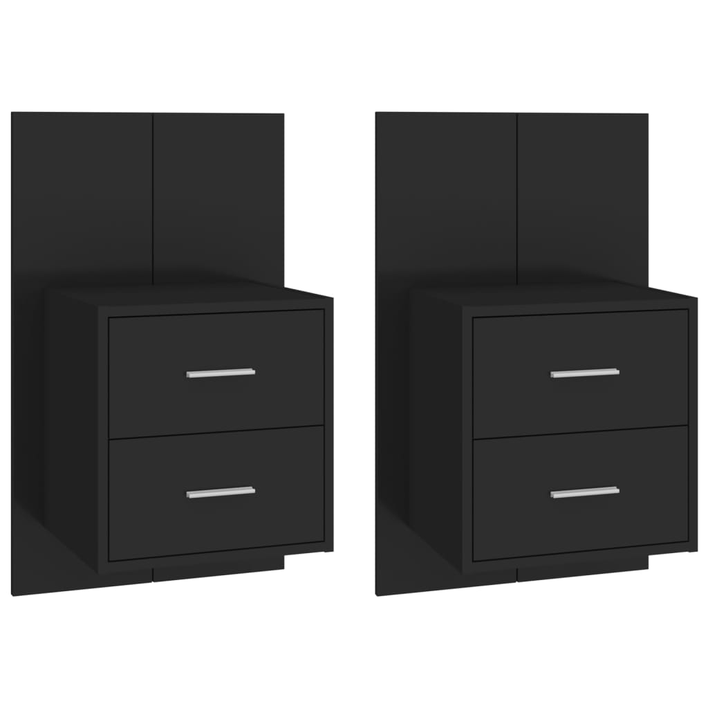 Wandnachtkastjes 2 St Bewerkt Hout Zwart
