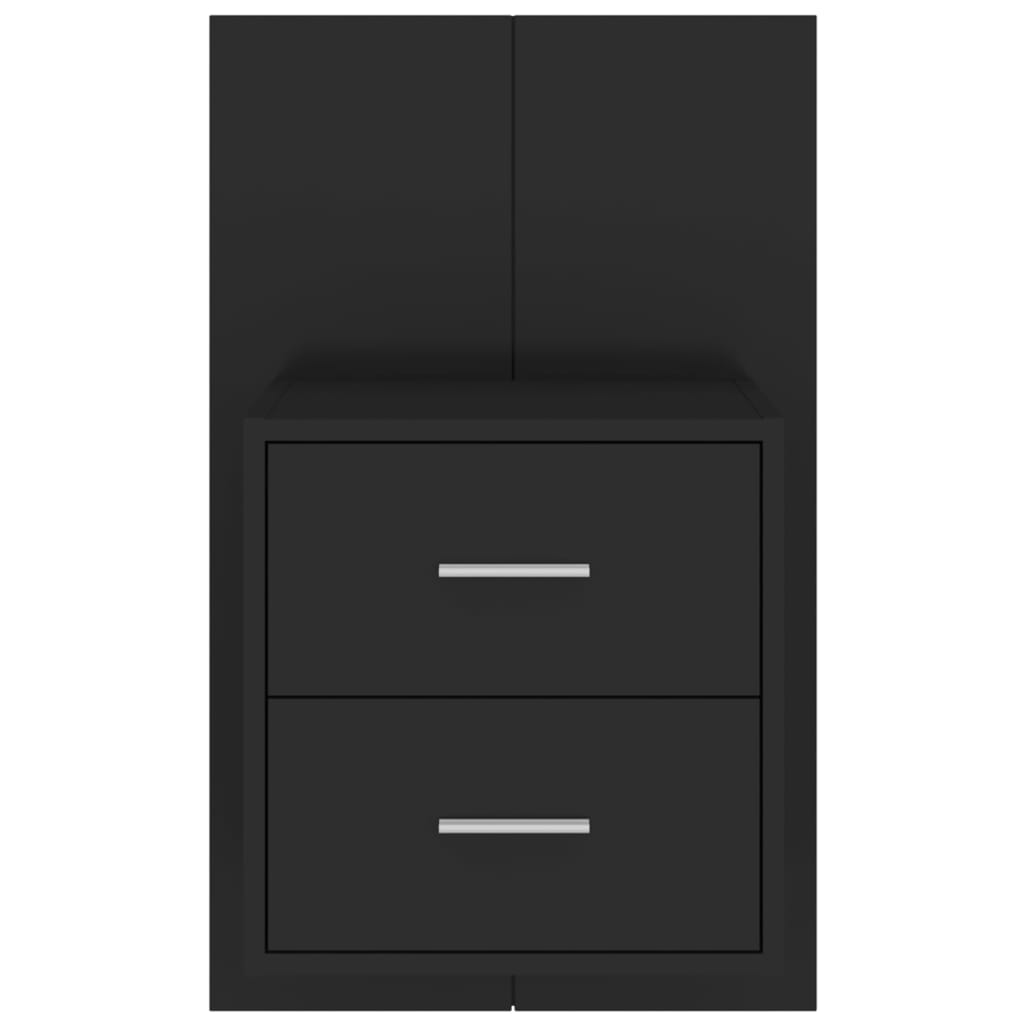 Wandnachtkastjes 2 St Bewerkt Hout Zwart