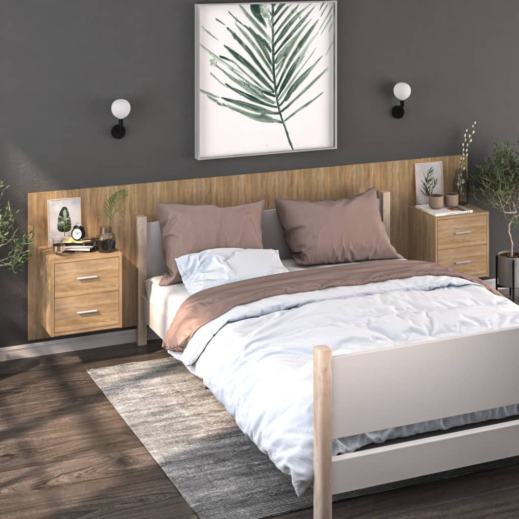 Wandnachtkastjes 2 St Bewerkt Hout Sonoma Eikenkleurig