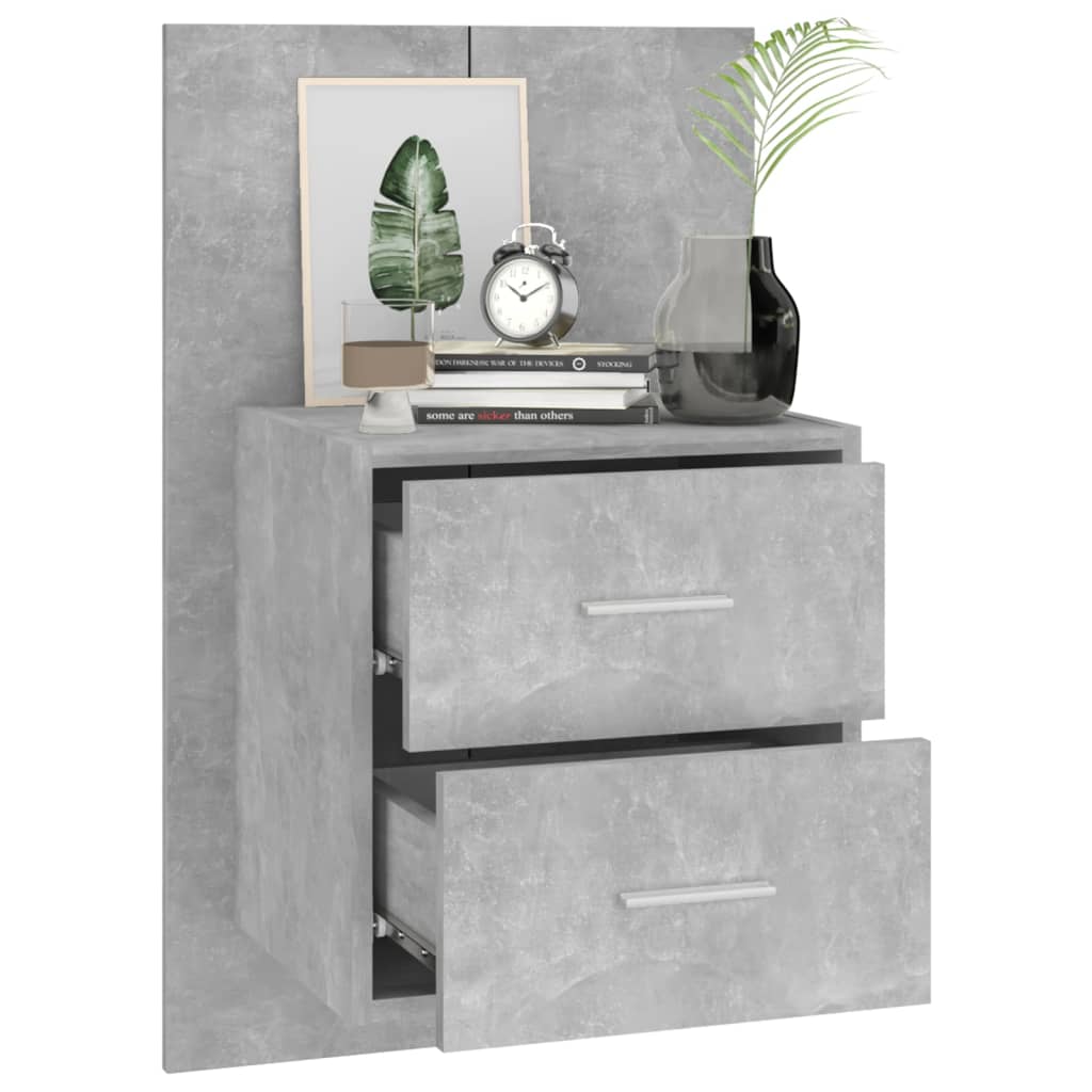 Wandnachtkastje Bewerkt Hout Betongrijs