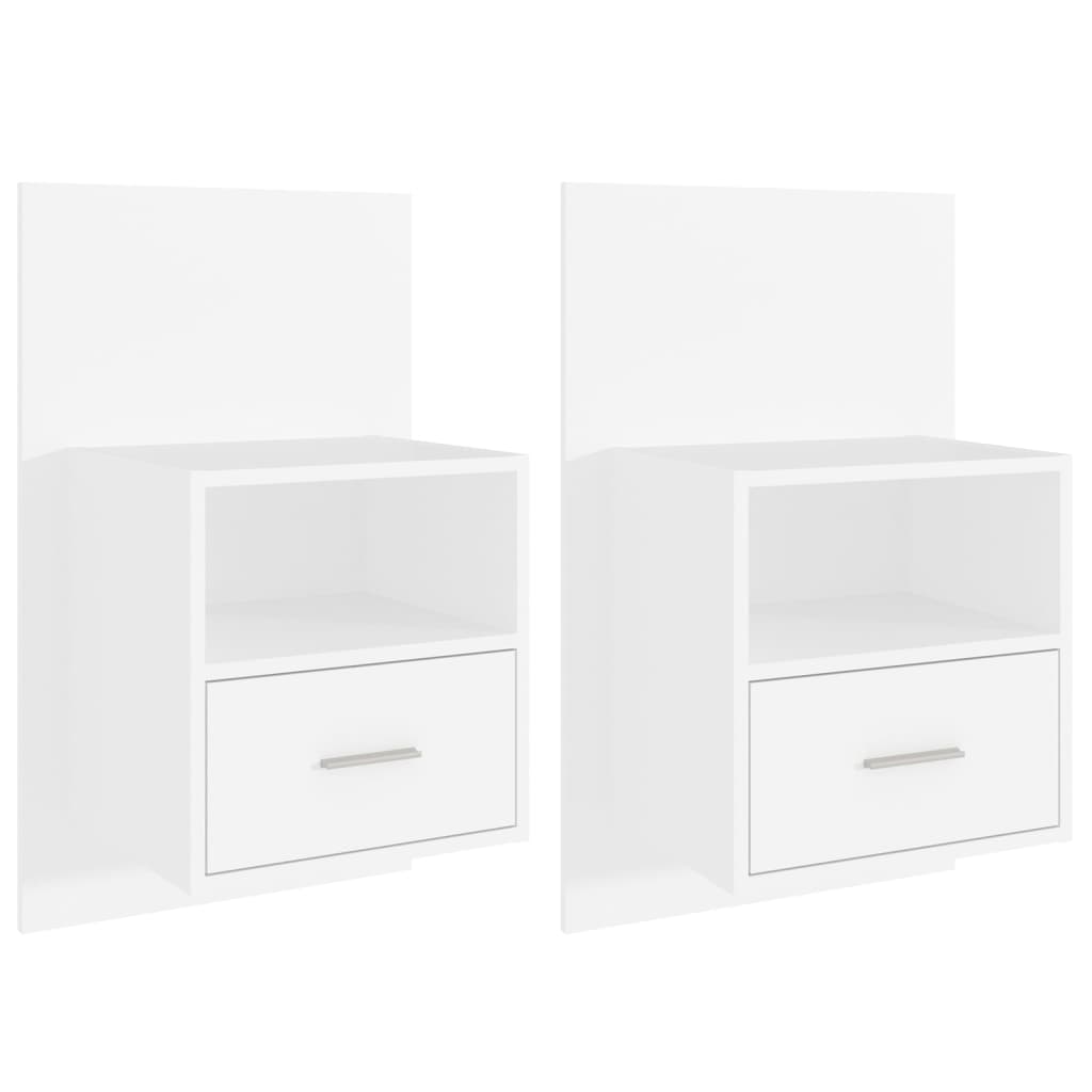 Wandnachtkastjes 2 St Bewerkt Hout Wit
