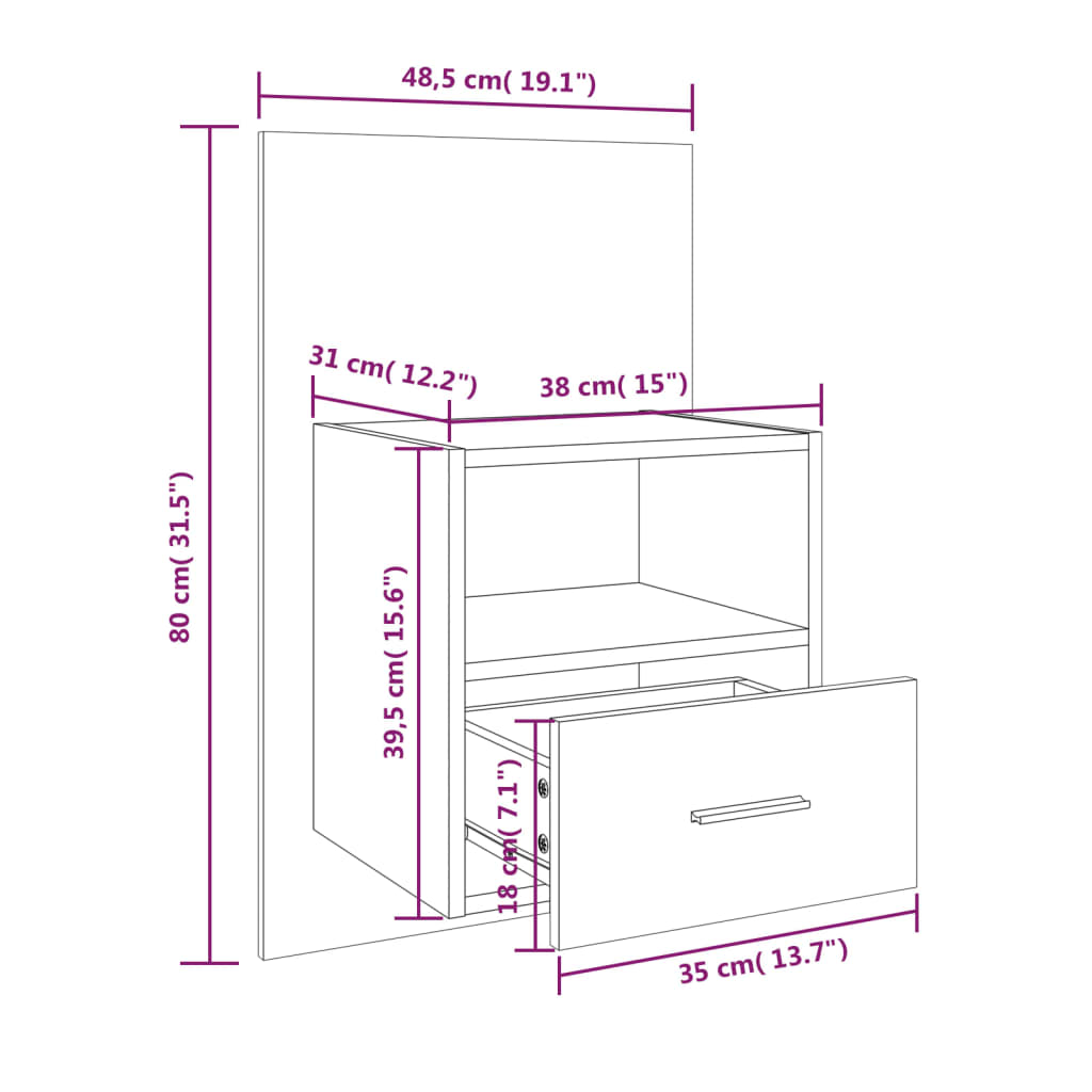 Wandnachtkastjes 2 St Bewerkt Hout Wit