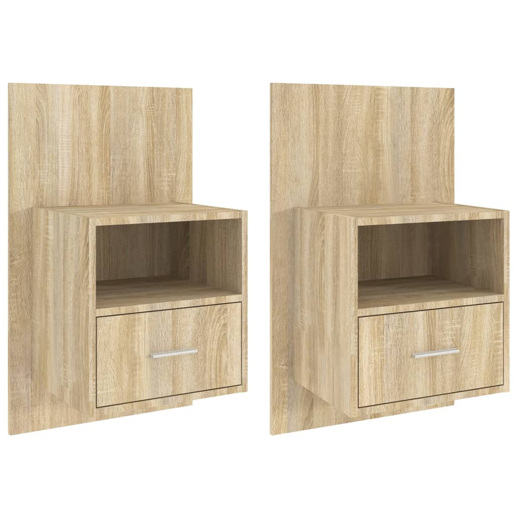 Wandnachtkastjes 2 St Bewerkt Hout Sonoma Eikenkleurig