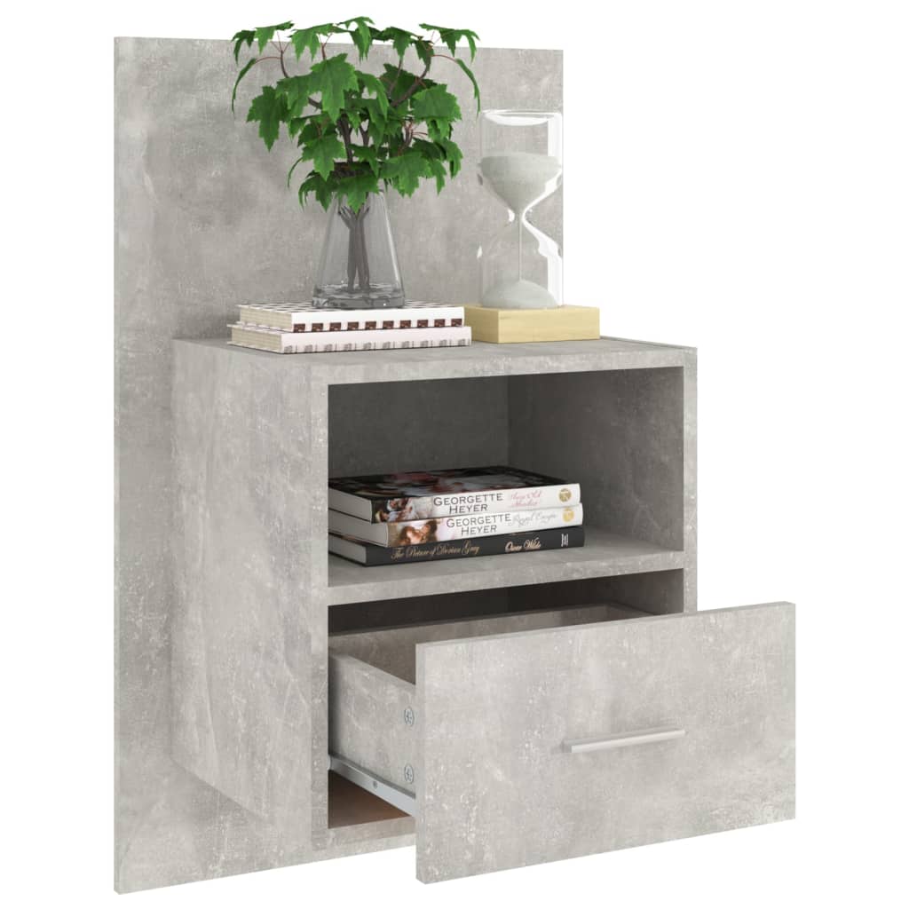 Wandnachtkastje Bewerkt Hout Betongrijs