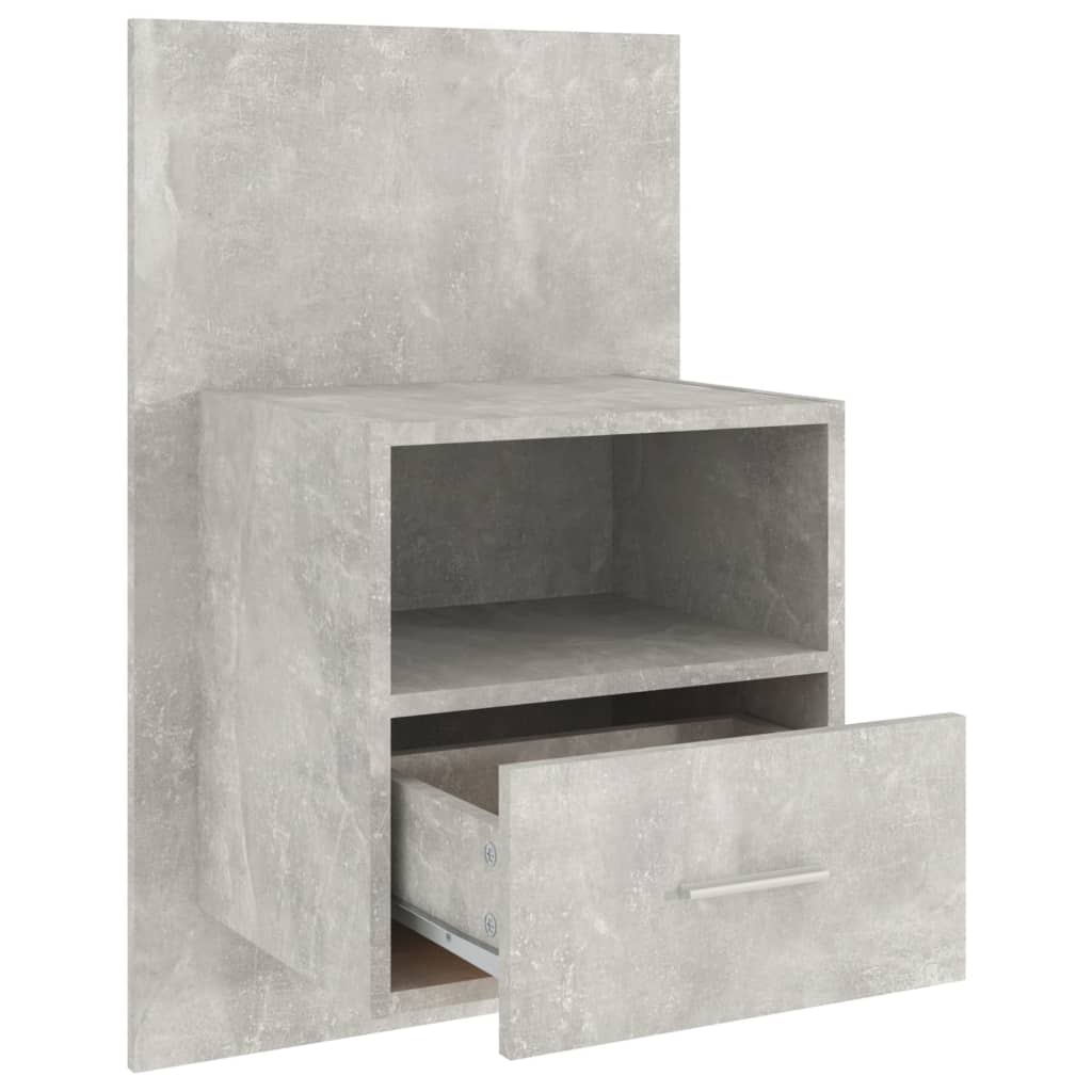 Wandnachtkastje Bewerkt Hout Betongrijs
