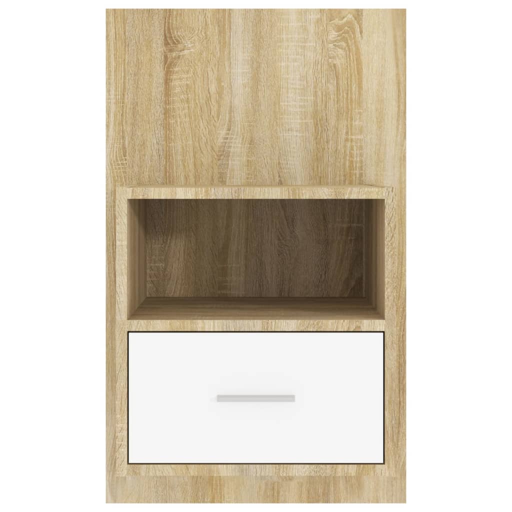 Wandnachtkastje Bewerkt Hout Wit En Sonoma Eikenkleurig