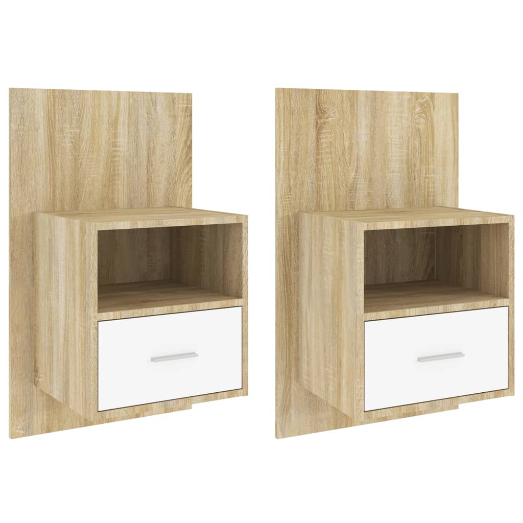 Wandnachtkastjes 2 St Bewerkt Hout Sonoma Eikenkleurig En Wit