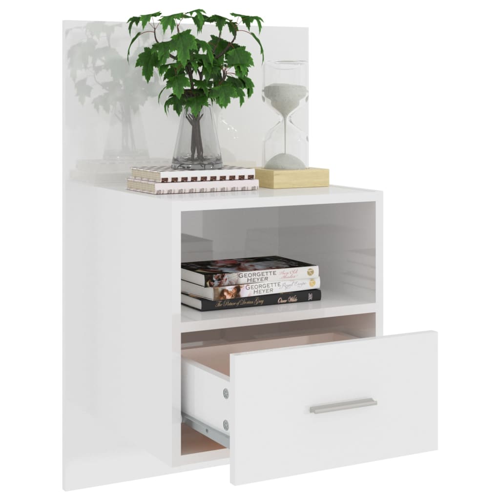 Wandnachtkastjes 2 St Bewerkt Hout Hoogglans Wit