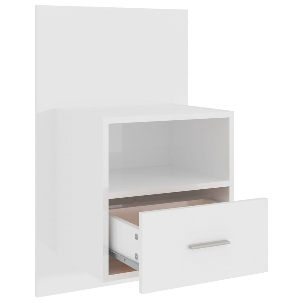 Wandnachtkastjes 2 St Bewerkt Hout Hoogglans Wit