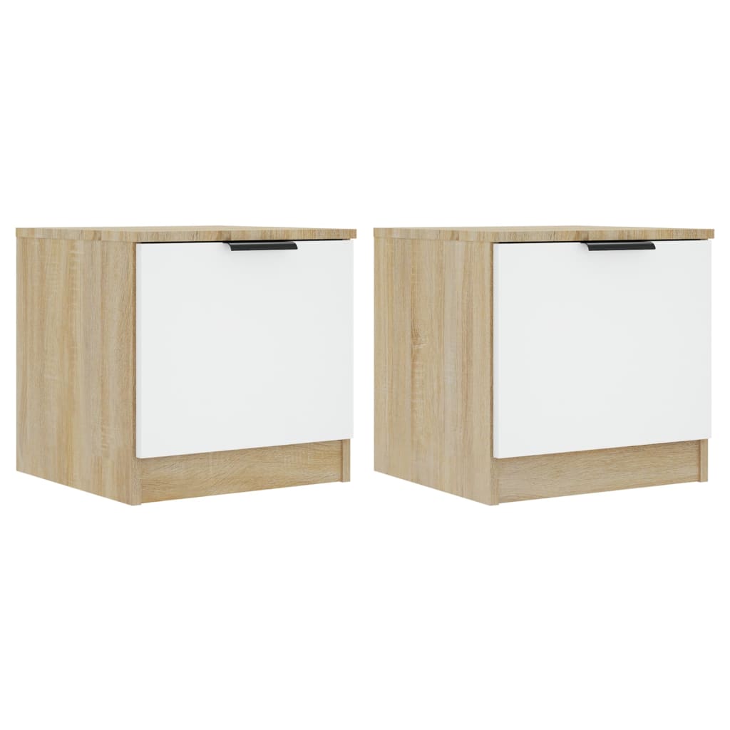 Nachtkastjes 2 St 40X39X40 Cm Wit En Sonoma Eikenkleurig