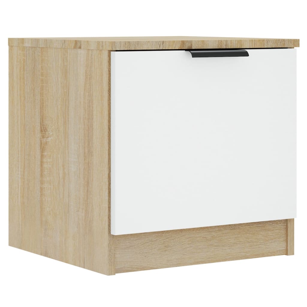 Nachtkastjes 2 St 40X39X40 Cm Wit En Sonoma Eikenkleurig