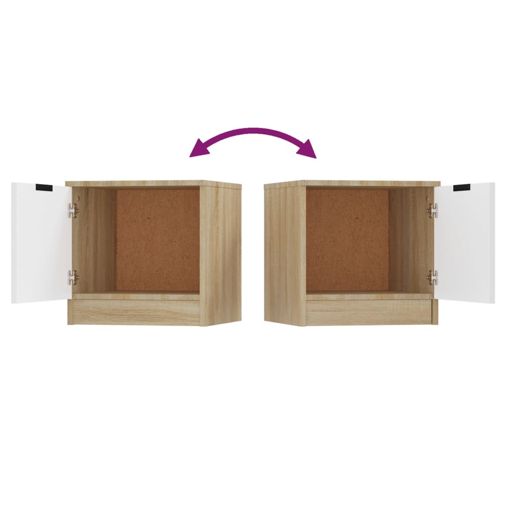 Nachtkastjes 2 St 40X39X40 Cm Wit En Sonoma Eikenkleurig