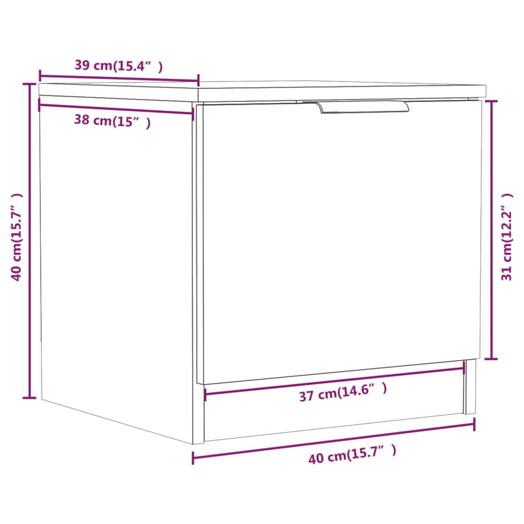 Nachtkastjes 2 St 40X39X40 Cm Wit En Sonoma Eikenkleurig