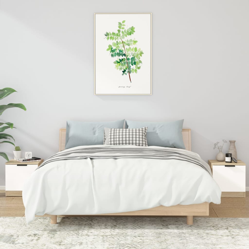 Nachtkastjes 2 St 40X39X40 Cm Wit En Sonoma Eikenkleurig
