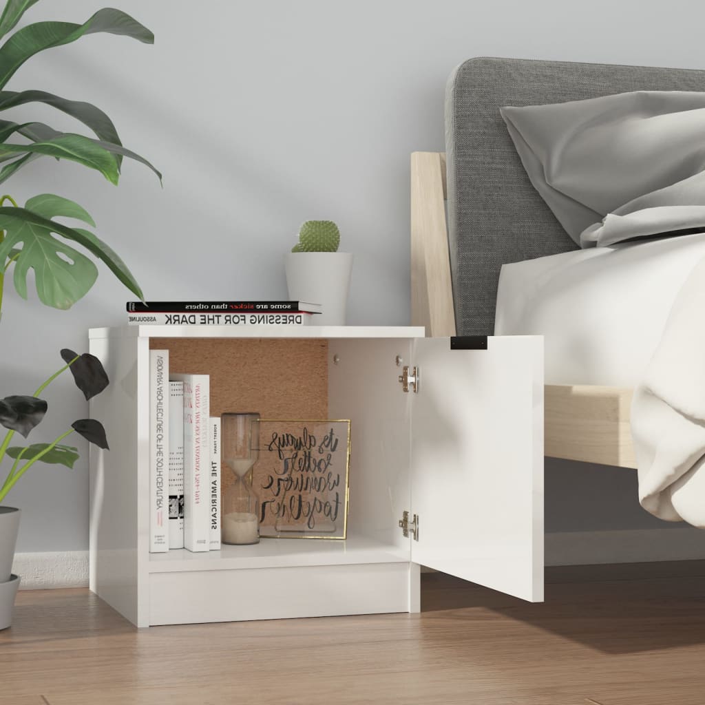 Nachtkastjes 2 St 40X39X40 Cm Hoogglans Wit