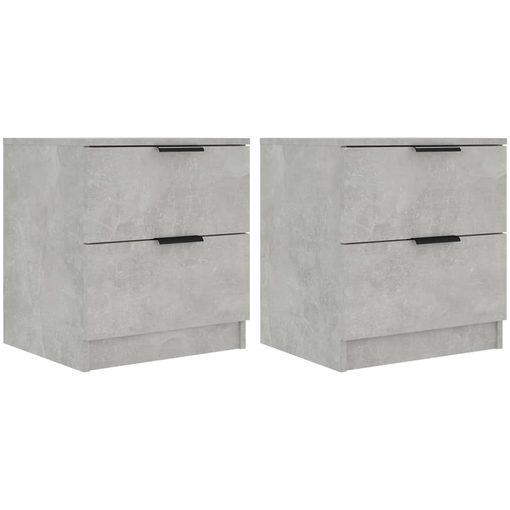 Nachtkastjes 2 St Bewerkt Hout Betongrijs