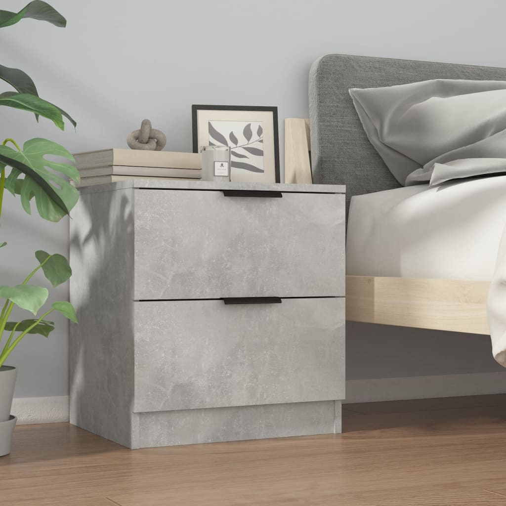 Nachtkastjes 2 St Bewerkt Hout Betongrijs