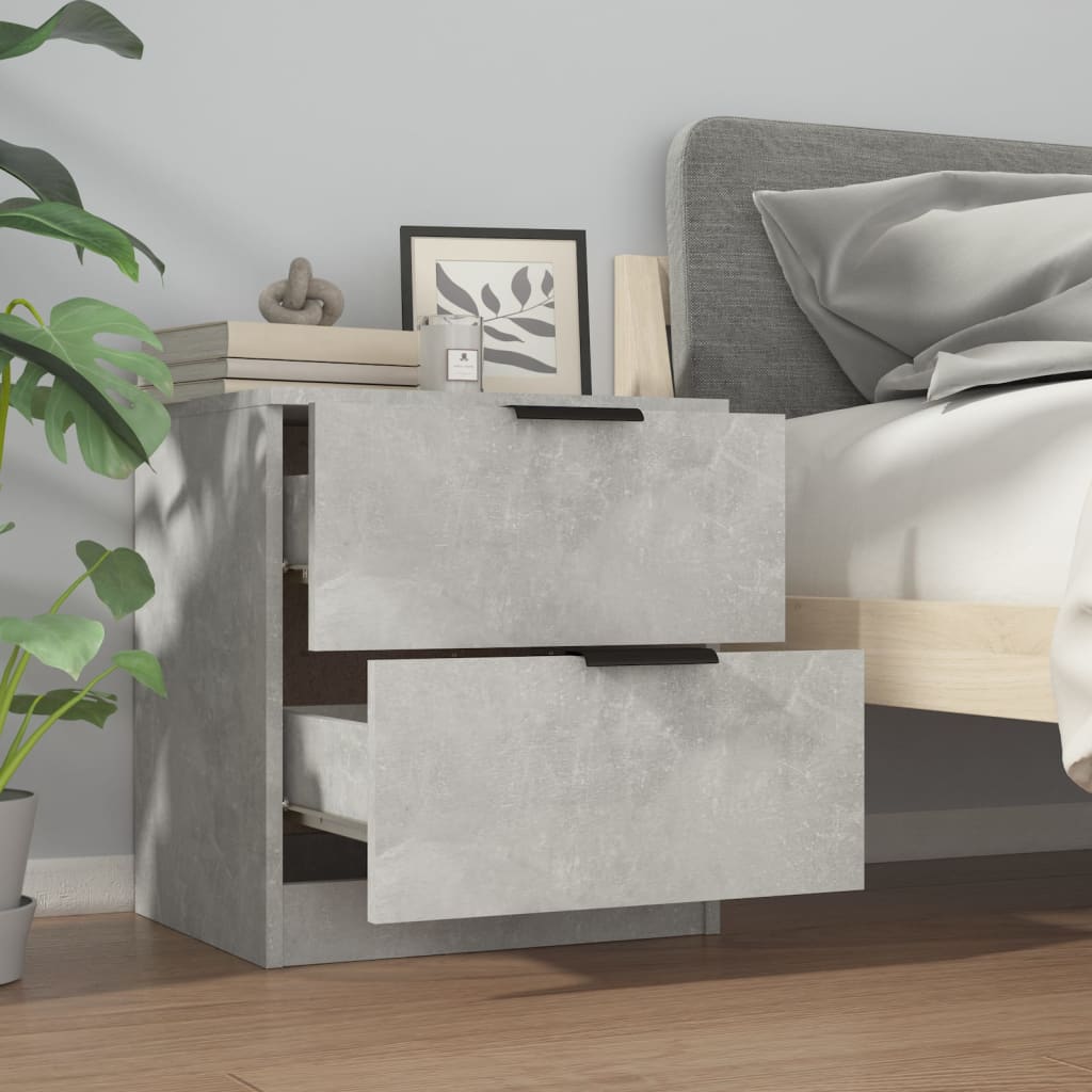 Nachtkastjes 2 St Bewerkt Hout Betongrijs