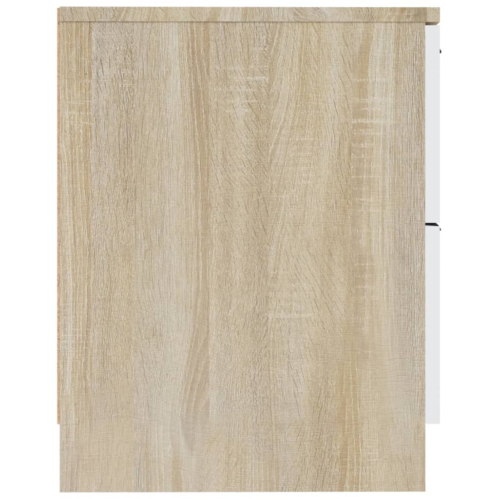 Nachtkastje Bewerkt Hout Wit En Sonoma Eikenkleurig
