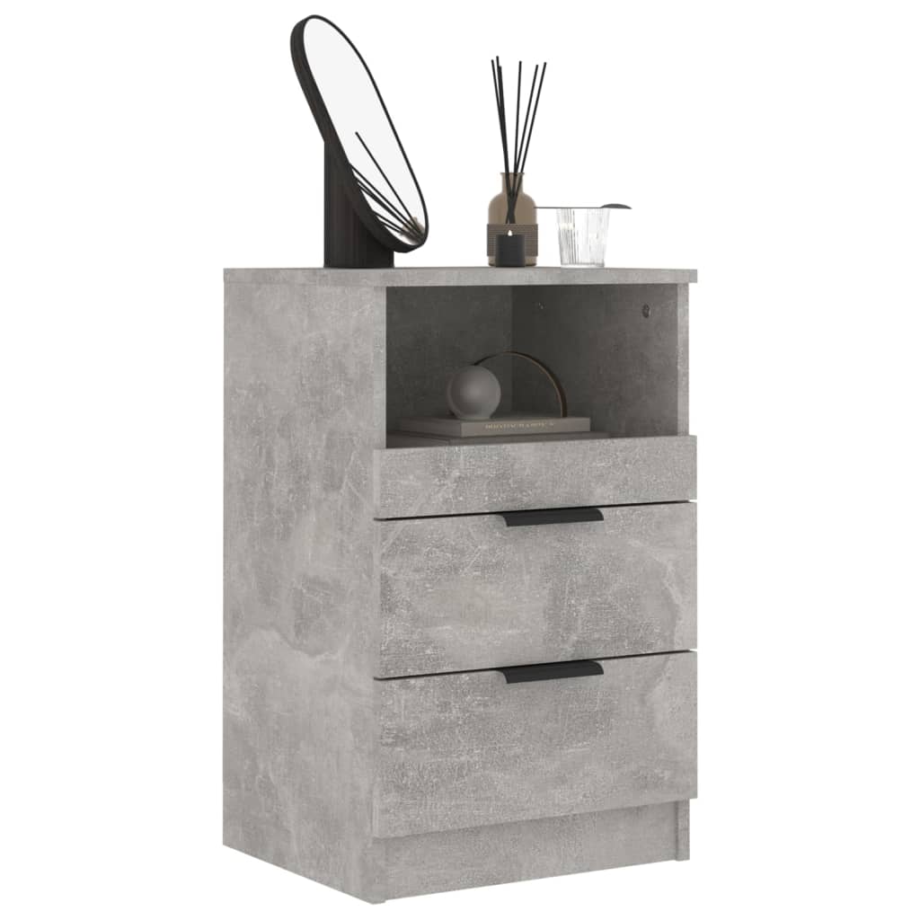 Nachtkastje Bewerkt Hout Betongrijs