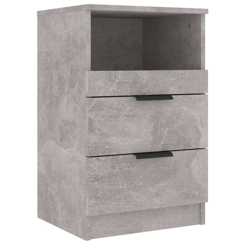 Nachtkastjes 2 St Bewerkt Hout Betongrijs