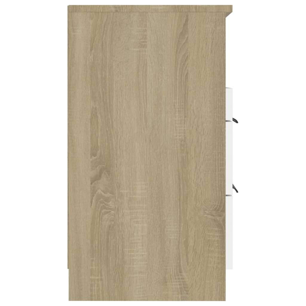Nachtkastje Bewerkt Hout Wit En Sonoma Eikenkleurig