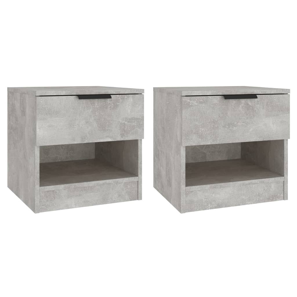 Nachtkastjes 2 St Bewerkt Hout Betongrijs