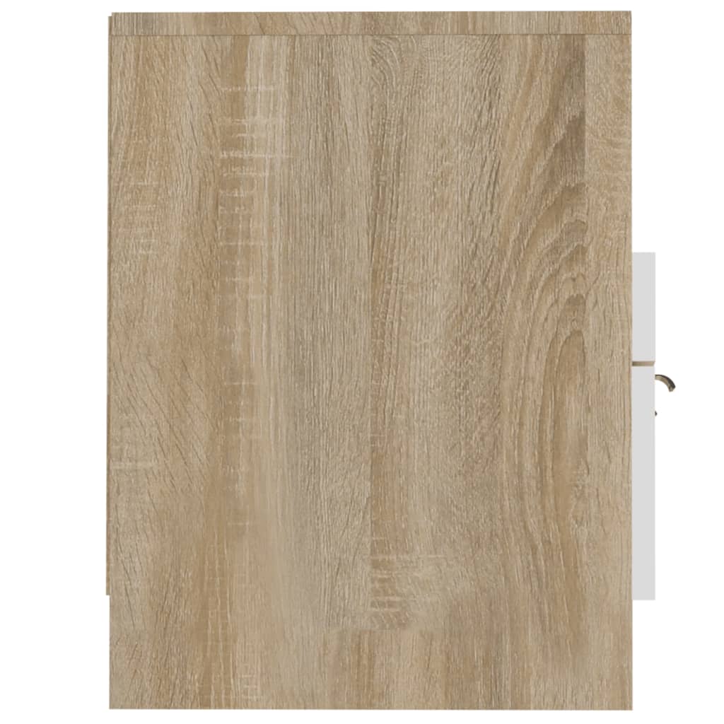 Tv-Meubel 150X33,5X45 Cm Bewerkt Hout Wit En Sonoma Eikenkleur