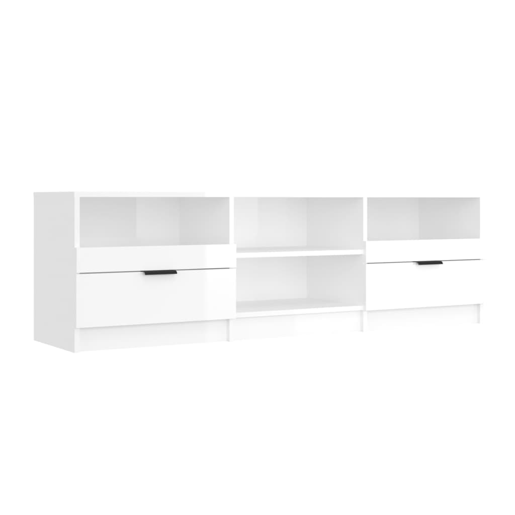 Tv-Meubel 150X33,5X45 Cm Bewerkt Hout Hoogglans Wit
