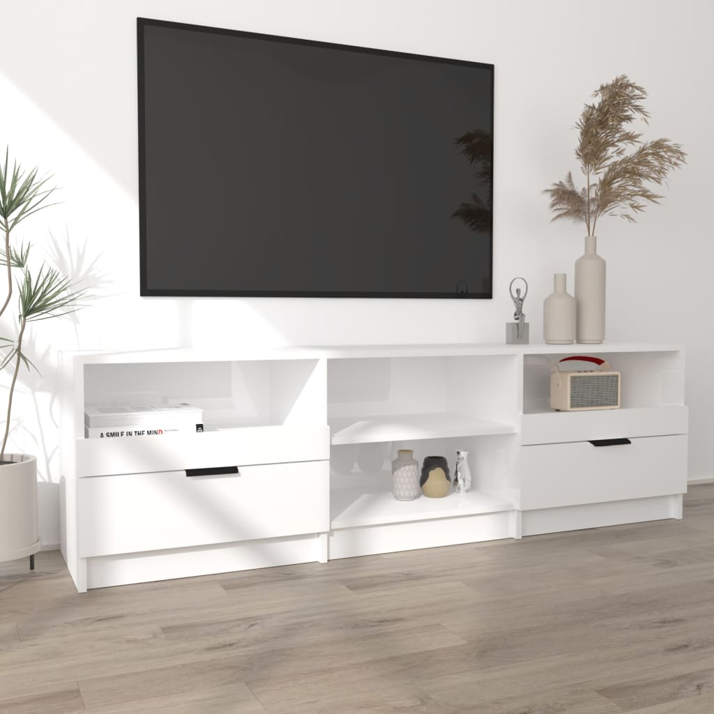 Tv-Meubel 150X33,5X45 Cm Bewerkt Hout Hoogglans Wit
