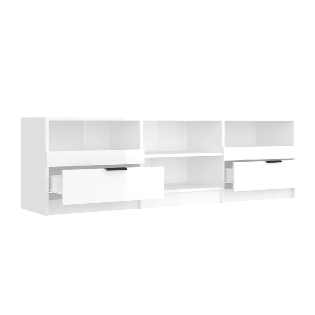 Tv-Meubel 150X33,5X45 Cm Bewerkt Hout Hoogglans Wit