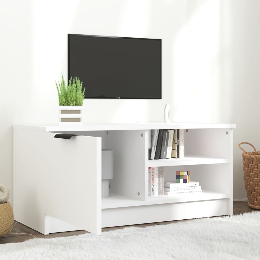 Tv-Meubel 80X35X36,5 Cm Bewerkt Hout Wit