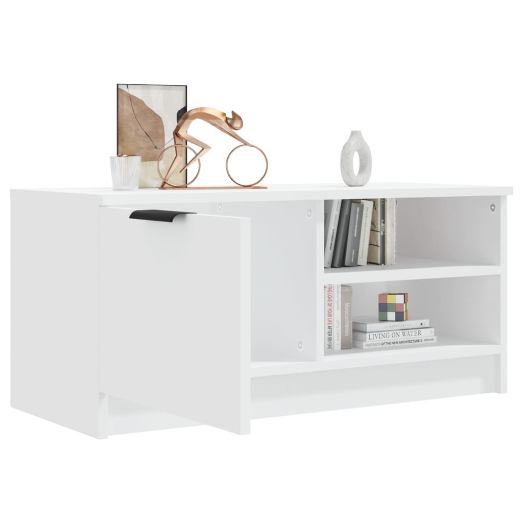 Tv-Meubel 80X35X36,5 Cm Bewerkt Hout Wit