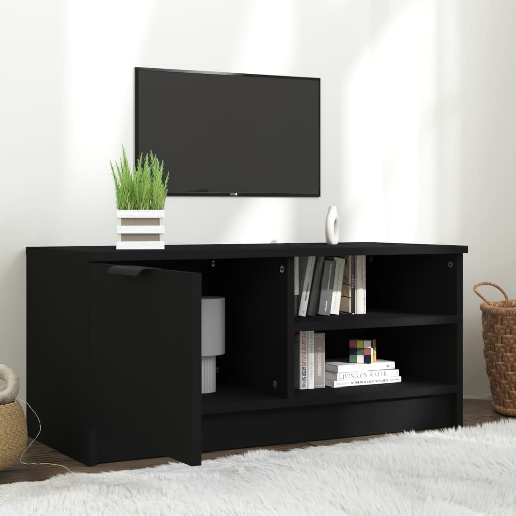Tv-Meubel 80X35X36,5 Cm Bewerkt Hout Zwart