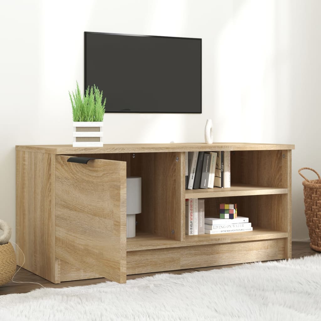 Tv-Meubel 80X35X36,5 Cm Bewerkt Hout Sonoma Eikenkleurig
