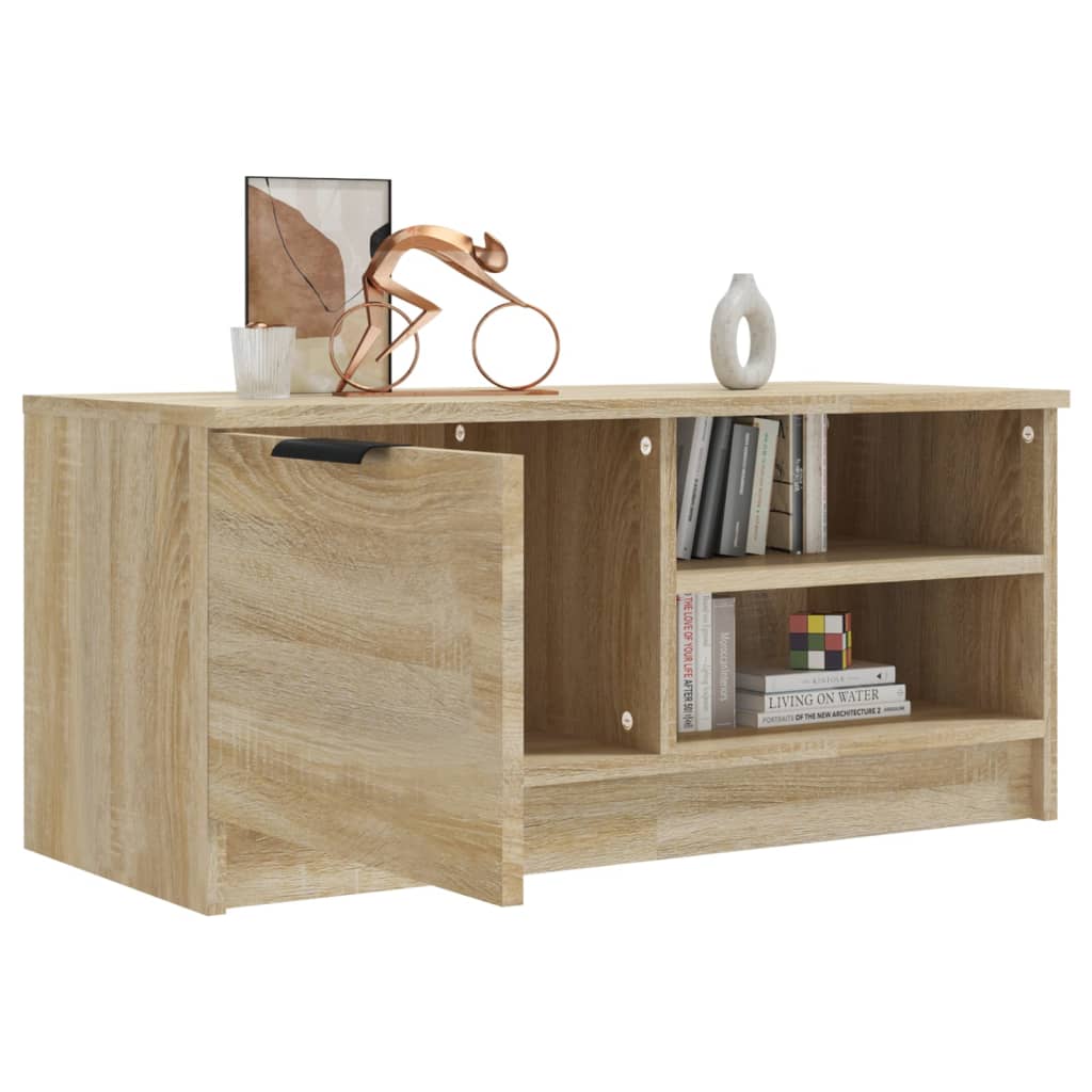 Tv-Meubel 80X35X36,5 Cm Bewerkt Hout Sonoma Eikenkleurig