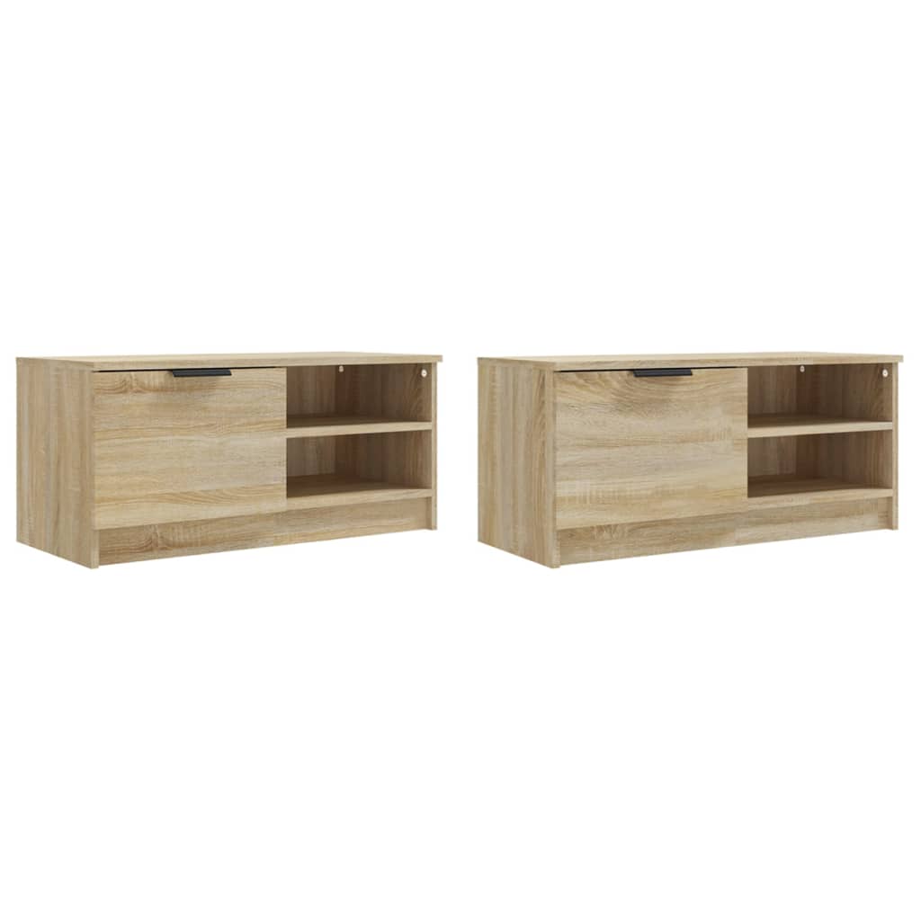 Tv-Meubelen 2 St 80X35X36,5 Cm Bewerkt Hout Sonoma Eikenkleurig