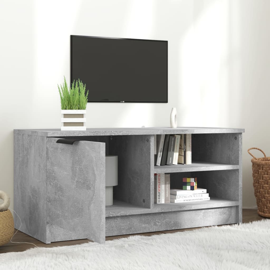 Tv-Meubel 80X35X36,5 Cm Bewerkt Hout Betongrijs