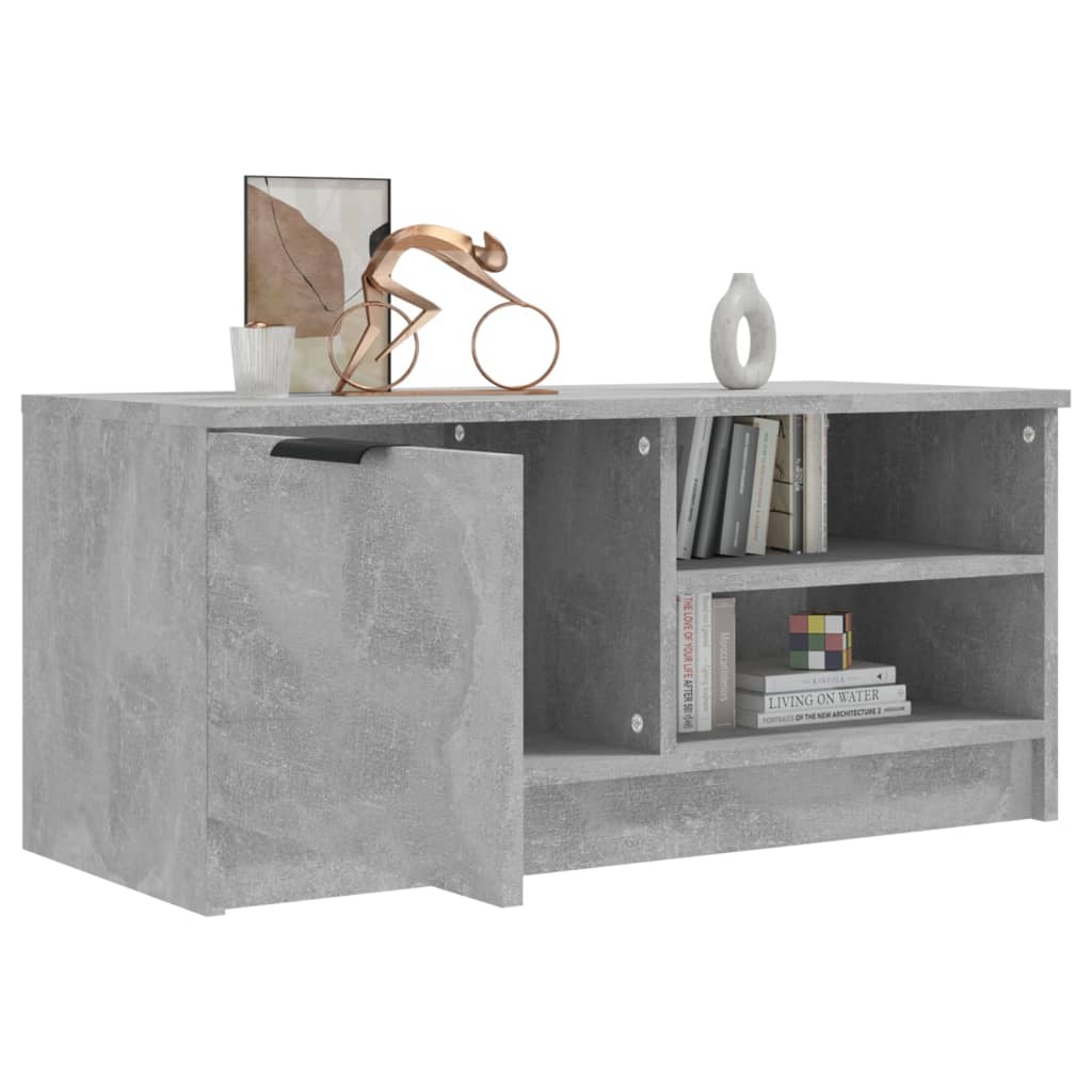 Tv-Meubel 80X35X36,5 Cm Bewerkt Hout Betongrijs