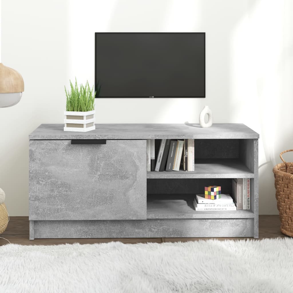Tv-Meubel 80X35X36,5 Cm Bewerkt Hout Betongrijs