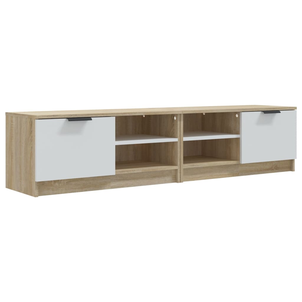 Tv-Meubelen 2 St 80X35X36,5 Cm Bewerkt Hout Wit En Sonoma Eiken