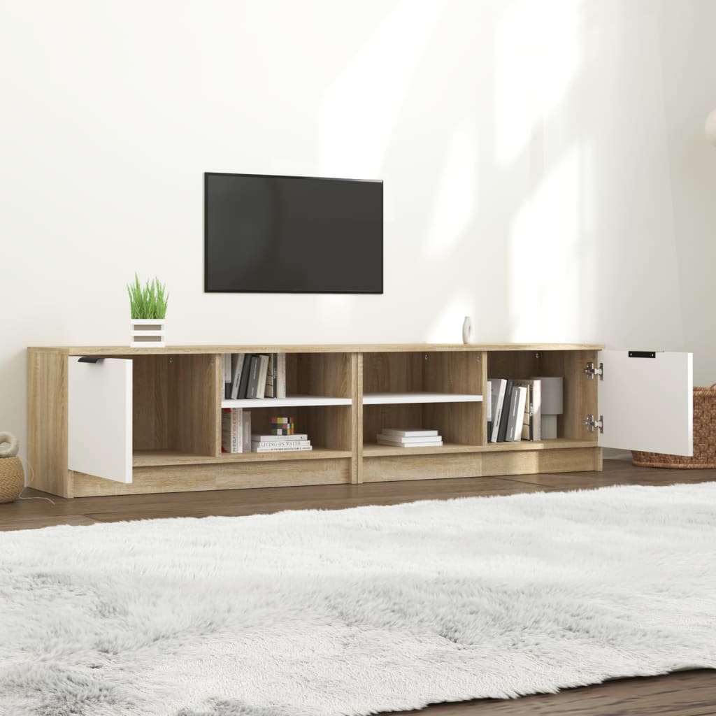 Tv-Meubelen 2 St 80X35X36,5 Cm Bewerkt Hout Wit En Sonoma Eiken