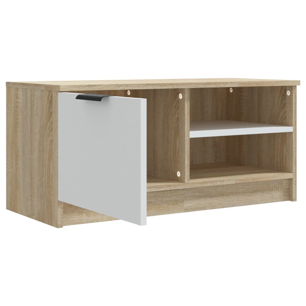 Tv-Meubelen 2 St 80X35X36,5 Cm Bewerkt Hout Wit En Sonoma Eiken