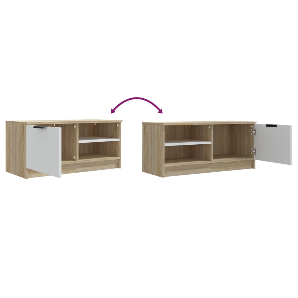 Tv-Meubelen 2 St 80X35X36,5 Cm Bewerkt Hout Wit En Sonoma Eiken