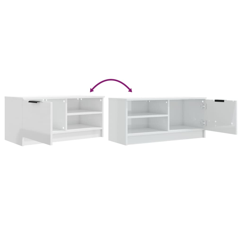 Tv-Meubelen 2 St 80X35X36,5 Cm Bewerkt Hout Hoogglans Wit